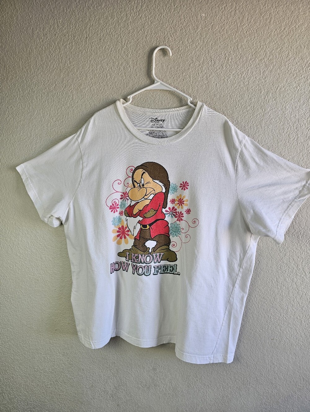 Vintage Disney Grumpy Graphic Character Front And Back Tee Shirt Size 3X